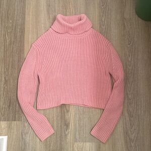 Pink Turtleneck Sweater Cropped